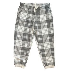 NWT Aerie Snowed In Fuzzy Jogger Plaid Pant Size XL Gray
